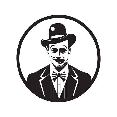 Premium Vector Circus Clown Wearing Suit Vintage Logo Line Art