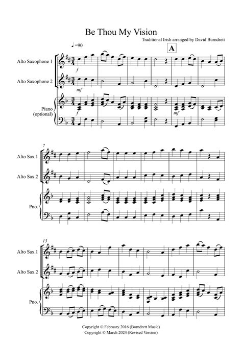 Be Thou My Vision For Alto Saxophone Duet Arr David Burndrett By