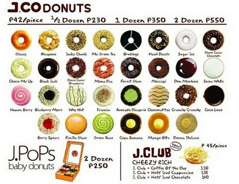 Jco Donuts Menu