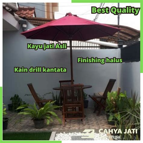 Jual Meja Tenda Payung Taman Cafe Outdoor Jumbo Besar Set Kursi Meja