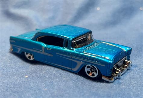 Hot Wheels Basic Release Loose 55 Chevy Bel Air Blue Mike The Die Cast Guy