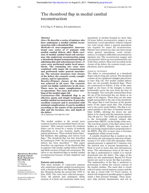 (PDF) The rhomboid flap in medial canthal reconstruction