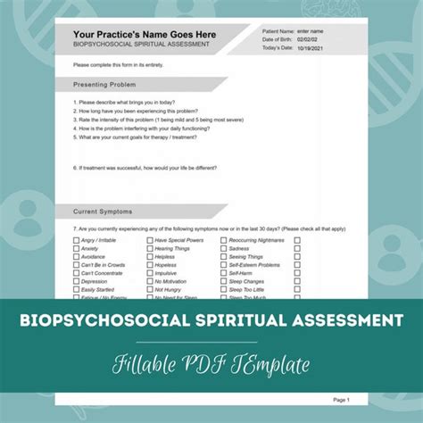 Biopsychosocial Assessment Template Etsy