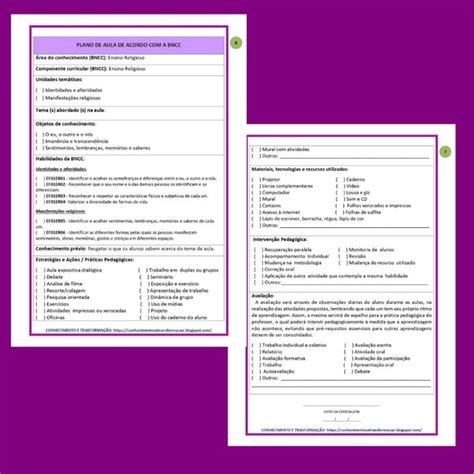 Plano De Aula Bncc Em Ficha E Planner Ensino Religioso Ao No Elo Hot