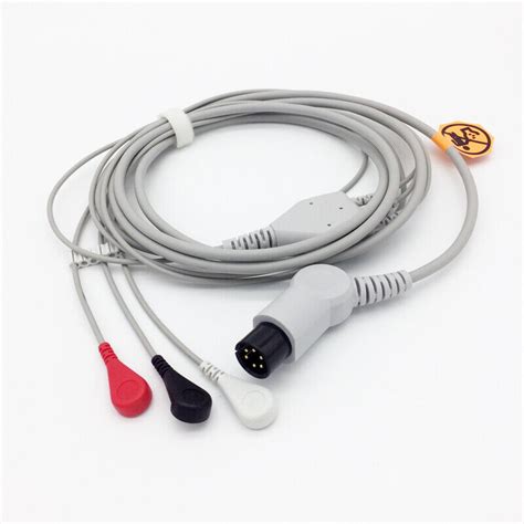 3 Lead 6Pin ECG EKG Cable Snap AHA With Leadwire Compatible One Piece 2