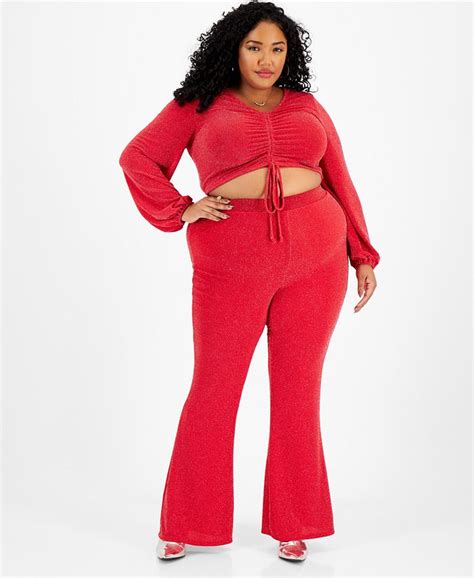 Bar Iii Plus Size Embellished Flared Pull On Pants Created For Macy S Macy S