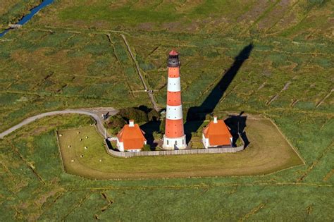 Westerhever Aus Der Vogelperspektive Leuchtturm Westerheversand Als