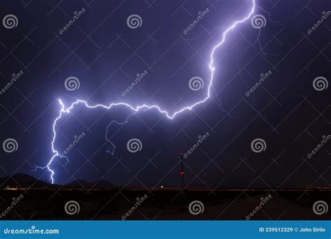 Massive Lightning Bolt In The Night Sky Stock Image Image Of Strike