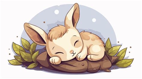 Adorable Sleeping Rabbit Cartoon Illustration Premium Ai Generated Vector