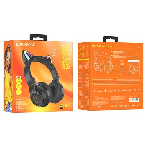 Накладные Bluetooth-наушники BOROFONE BO18 с ушками (черный) купить по ...