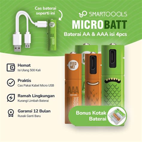 Jual Baterai Cas Isi Ulang Pcs Smartoools Microbatt Aa Aaa V