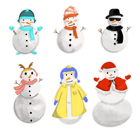 Snowman Cartoon Sticker Set For Christmas Christmas Stickers Snowman