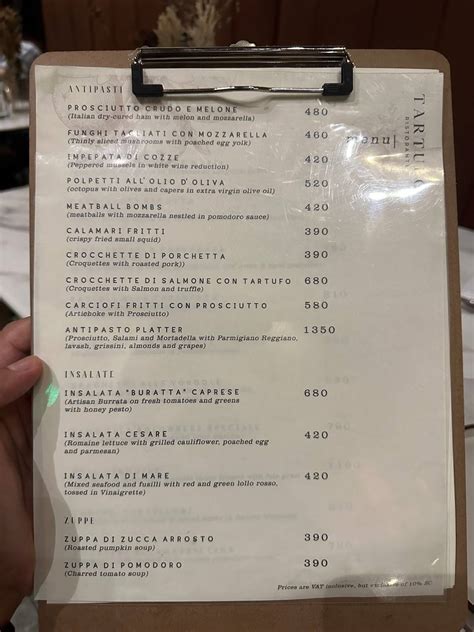 Menu At Tartufo Ristorante Bgc Restaurant Taguig