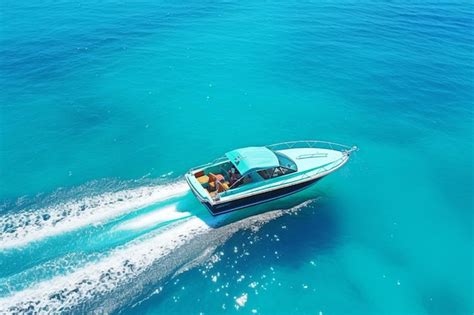 Premium Ai Image Speed Boat Floating Turquoise Water