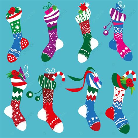 Sock Christmas Vector Hd Images Colorfull Christmas Socks Set Design