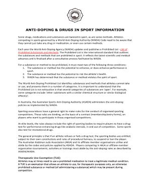 Fillable Online Anti Doping Drugs In Sport Information Fax Email