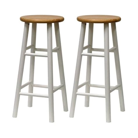 Shop Winsome Wood Set of 2 Casual White/Natural Bar Stools at Lowes.com