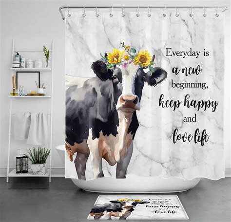 Chic Sunflower And Marble Shower Curtain Set Elevate Your Bathroom