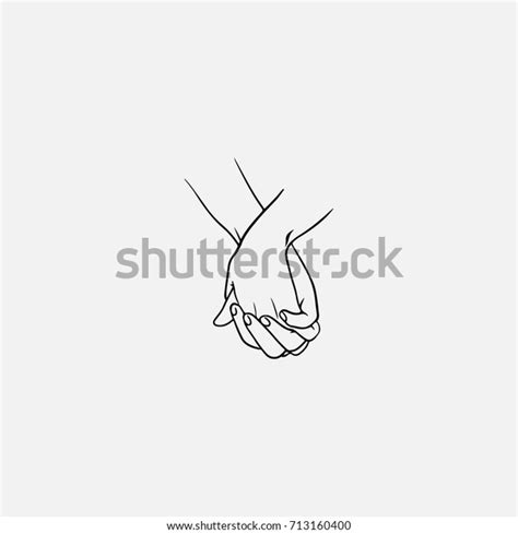 Holding Hands Interlocked Intertwined Fingers Drawn Stock Vector