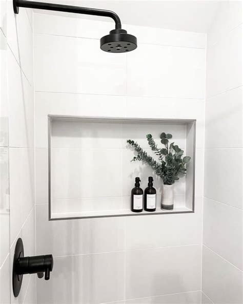 White Tile Shower Niche With Nickel Trim Soul Lane