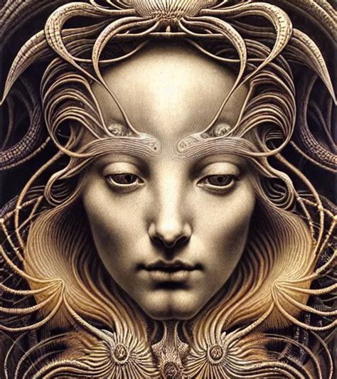 Detailed Realistic Beautiful Sun Goddess Face Portrait Stable