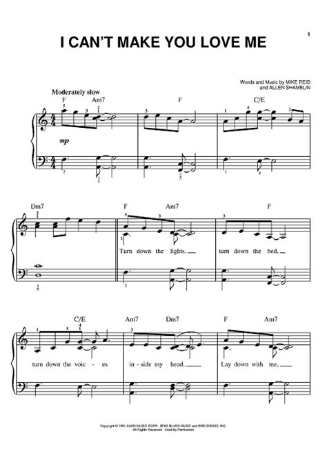 I Can't Make You Love Me" Sheet Music by George Michael; Bonnie Raitt ...