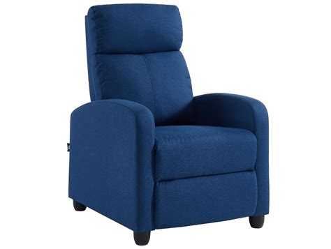 Fauteuil Inclinable ALVA Tissu Bleu Jean Avec Fonction Push Back