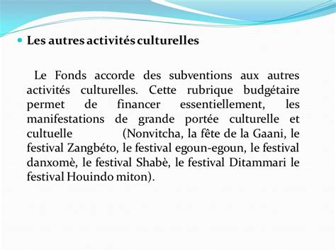 Theme Gestion Du Fonds Daide A La Culture Financement Des Projets