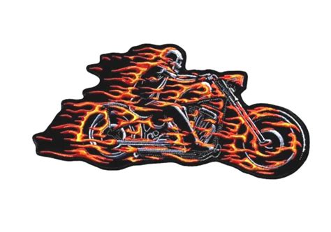 Ghost Rider Motorcycle Biker Patch Iron On Embroidered Jacket Etsy