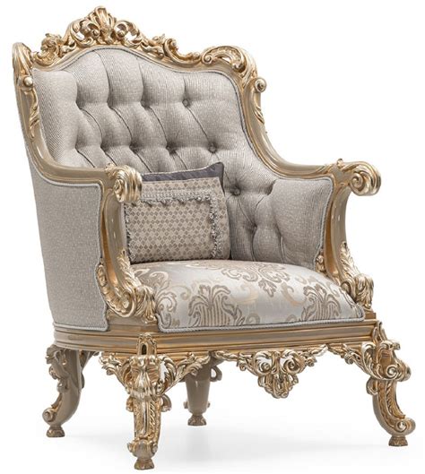 Casa Padrino Luxus Barock Wohnzimmer Sessel Silber Grau Gold