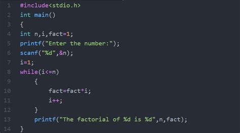 C Program To Find Factorial Of A Number