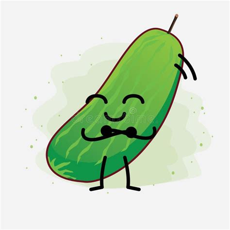 Cute Cucumber Fruit Character Vector Illustration Stock Vector