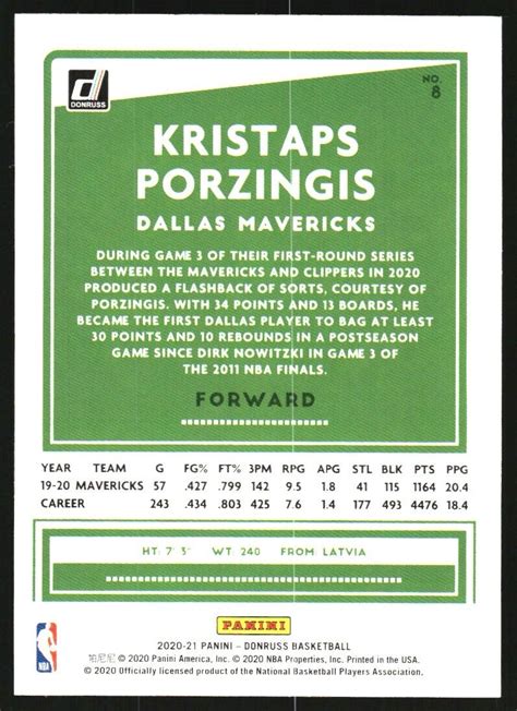 Donruss Holo Green And Yellow Laser Kristaps Porzingis Ebay