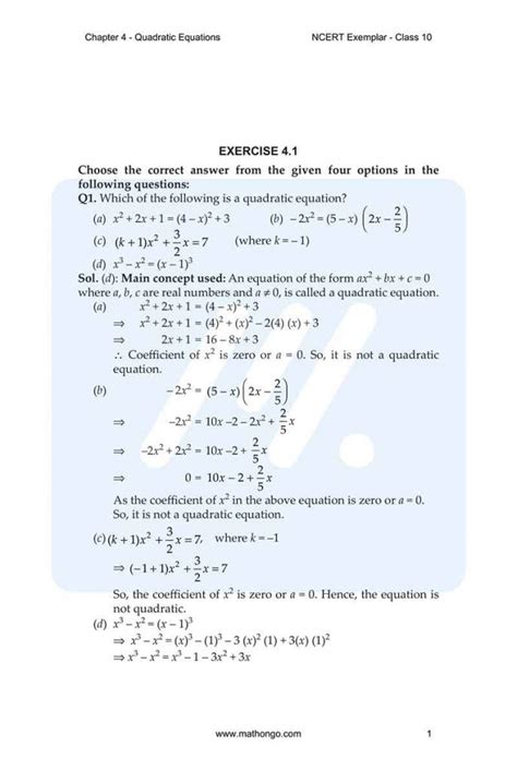 Ncert Exemplar For Class 10 Maths Chapter 4 Mathongo