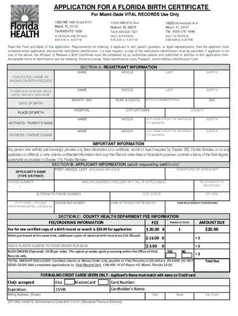 Fillable Online Application For A Florida Birth Certificate Fax Email Print Pdffiller