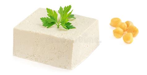 Tofu Isolated On White Background Tofu Cheese Closeup Stock Photo