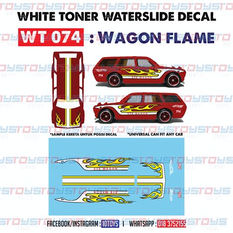 Hot Wheels White Toner Decal Wt Wagon Flame Shopee Malaysia
