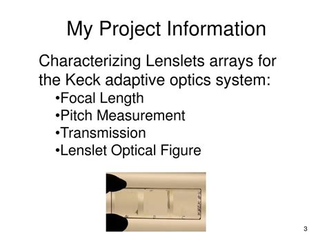 Ppt Characterizing Lenslet Arrays For The Keck Adaptive Optics System