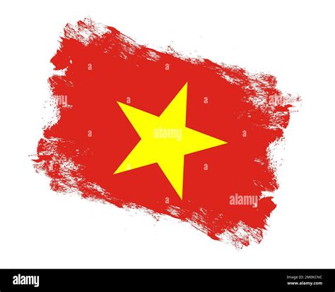 Stroke Brush Painted Flag Of Vietnam On White Background Stock Photo