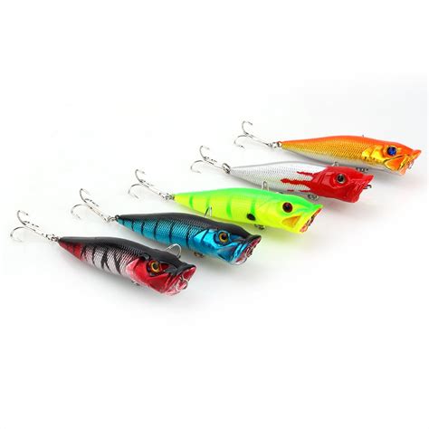 Lot Pcs Popper Fishing Lures Bass Crankbaits Baits Tackle Minnow Fish