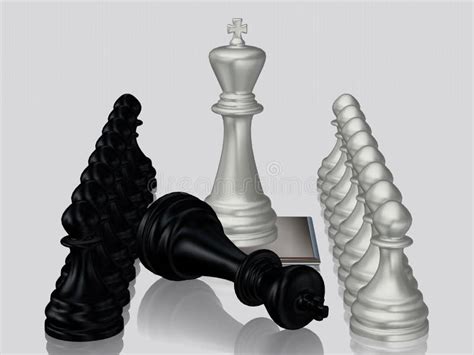 Silver Chess King Against Defeated Black King Pawns Unique Design