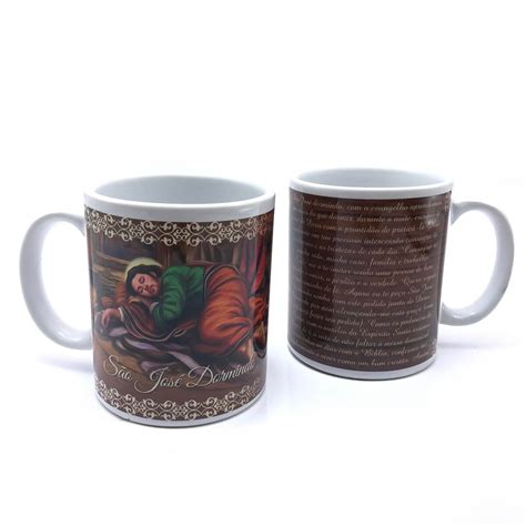 Caneca Religiosa São Miguel Arcanjo Branca Porcelana