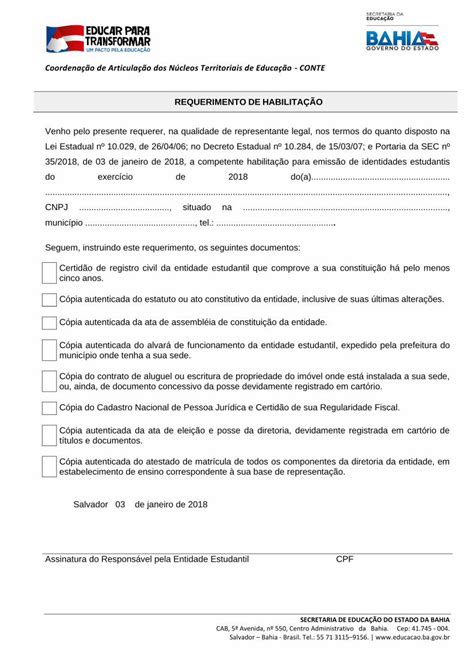 PDF REQUERIMENTO DE HABILITAÇÃOestudantes educacao ba gov br