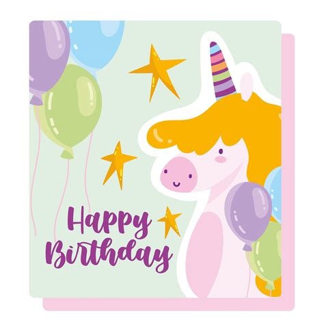 Carte De Ballons De Licorne Joyeux Anniversaire Telecharger