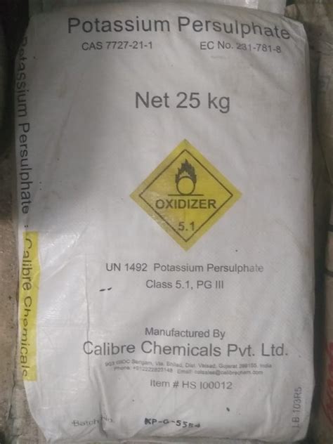 Potassium Persulphate Pps 98 50 25kg Bag At Rs 200 Kg In Surat Id 25510938430