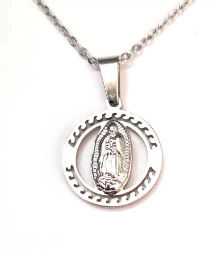 Virgen De Guadalupe Medalla De Acero Inoxidable Con Caden En Venta En