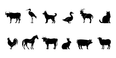 Premium Vector Set Of Farm Animals Silhouette Vector Art Illustration