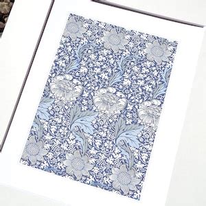 William Morris Navy Blue Botanical Pattern 1 Archival Quality Print On