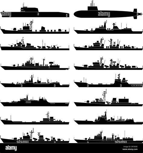 Vector Illustration Of Various Warships Stock Vector Image And Art Alamy