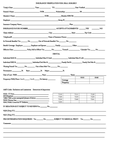 Insurance Breakdown Form Printable Denta Printable Forms Free Online